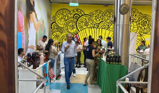 Pabellón de café y cacao en la feria Expofestival, reconocido como el mejor pabellón de la feria.